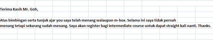 Winining Testimonial Ideris kadri  27 Mar 10